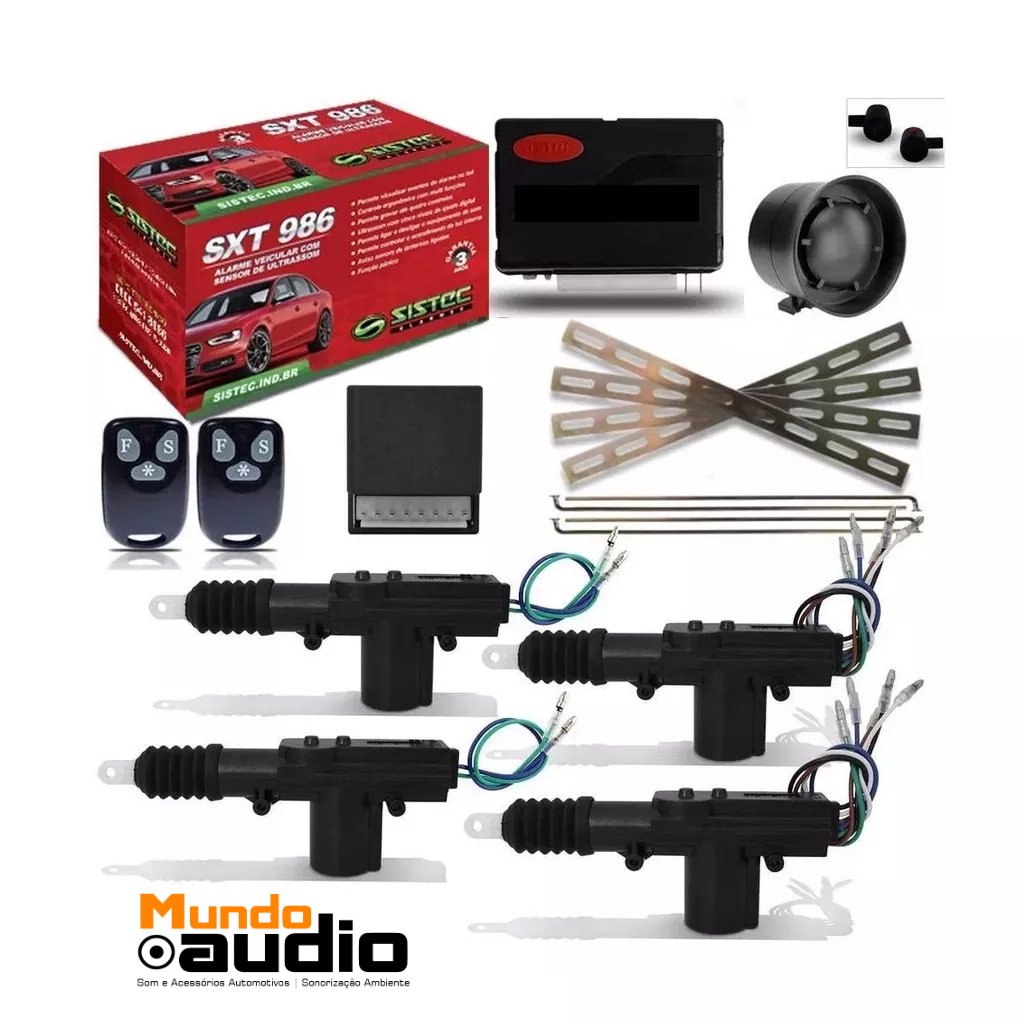 Alarme Automotivo Sistec Sxt 986 + Kit Trava Elétrica 4 Portas