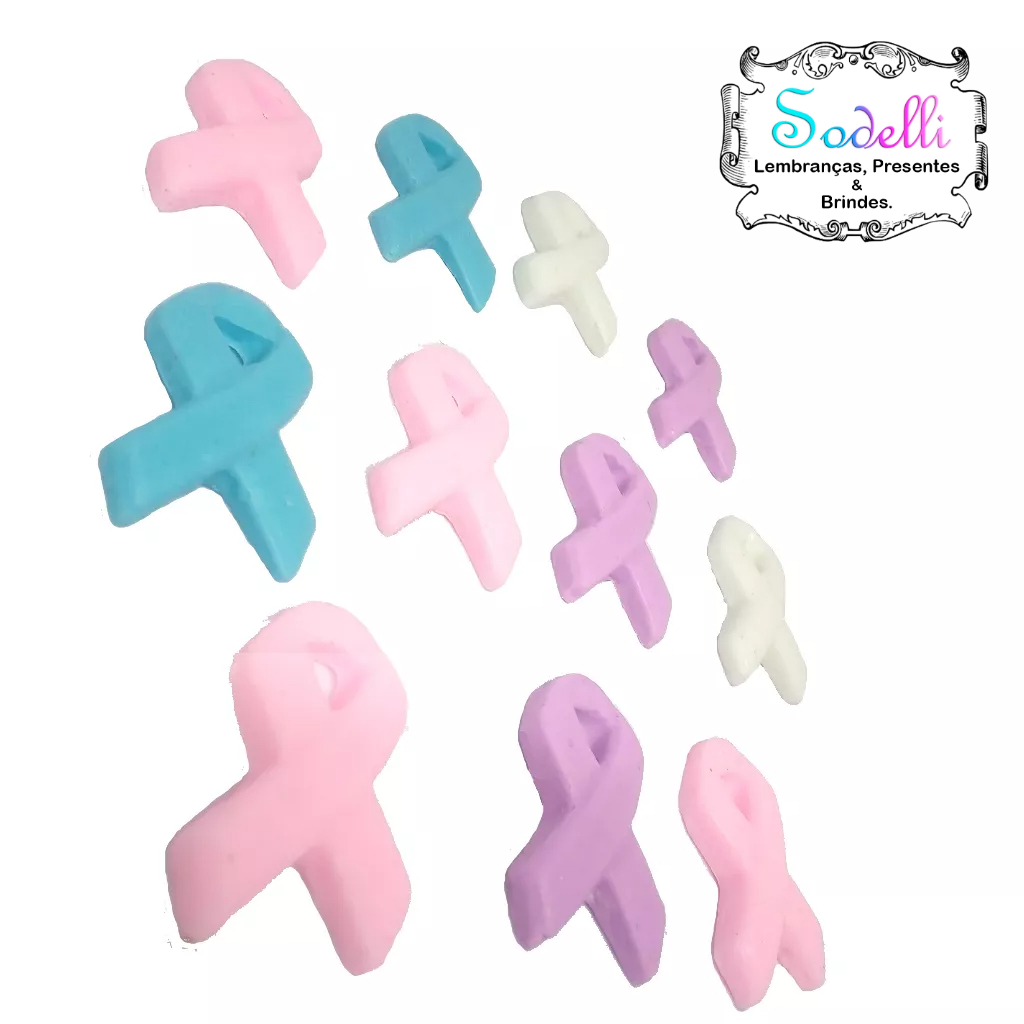 100 Mini Sabonetes Lacinhos - Escolha Cor e Aroma - Laço Abril Azul, Setembro amarelo, Outubro rosa, Novembro Azul