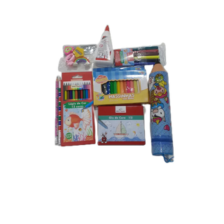 Kit Escolar Infantil  - Com Estojo  E 9 Acessório