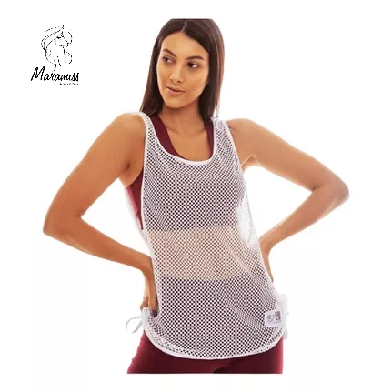 Camiseta Regata Feminina Furadinha Arrastão Tie Academia Blusinha para academia