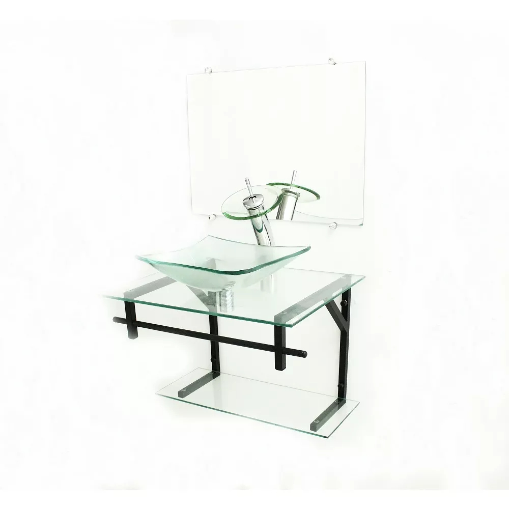 GABINETE DE VIDRO 60CM AP COM CUBA QUADRADA INCOLOR
