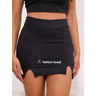 Kit 2 Short Saia Fenda Lateral Premium Moda Verão