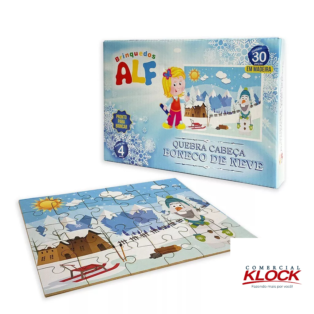 Quebra-Cabeça Infantil em Madeira Alf Boneco de Neve