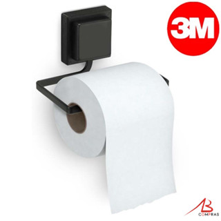 Suporte Banheiro Porta Papel Higienico de Parede 3M Preto