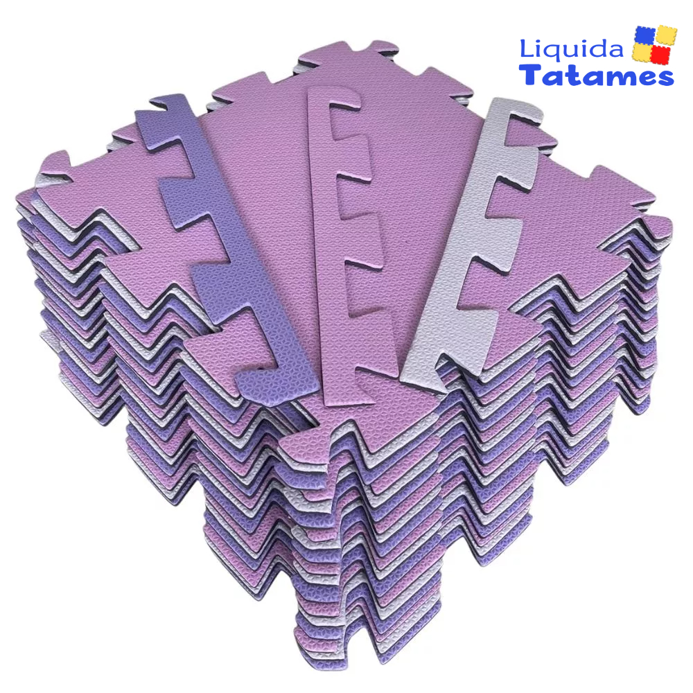 Kit 10 Tatames - EVA Tons de Rosa e Lilás 50x50x1 cm.