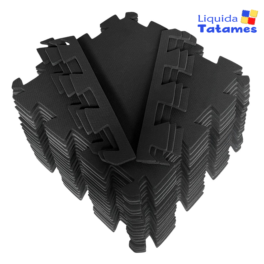 Kit 10 Tapetes Tatames Eva Preto - 50x50 1cm