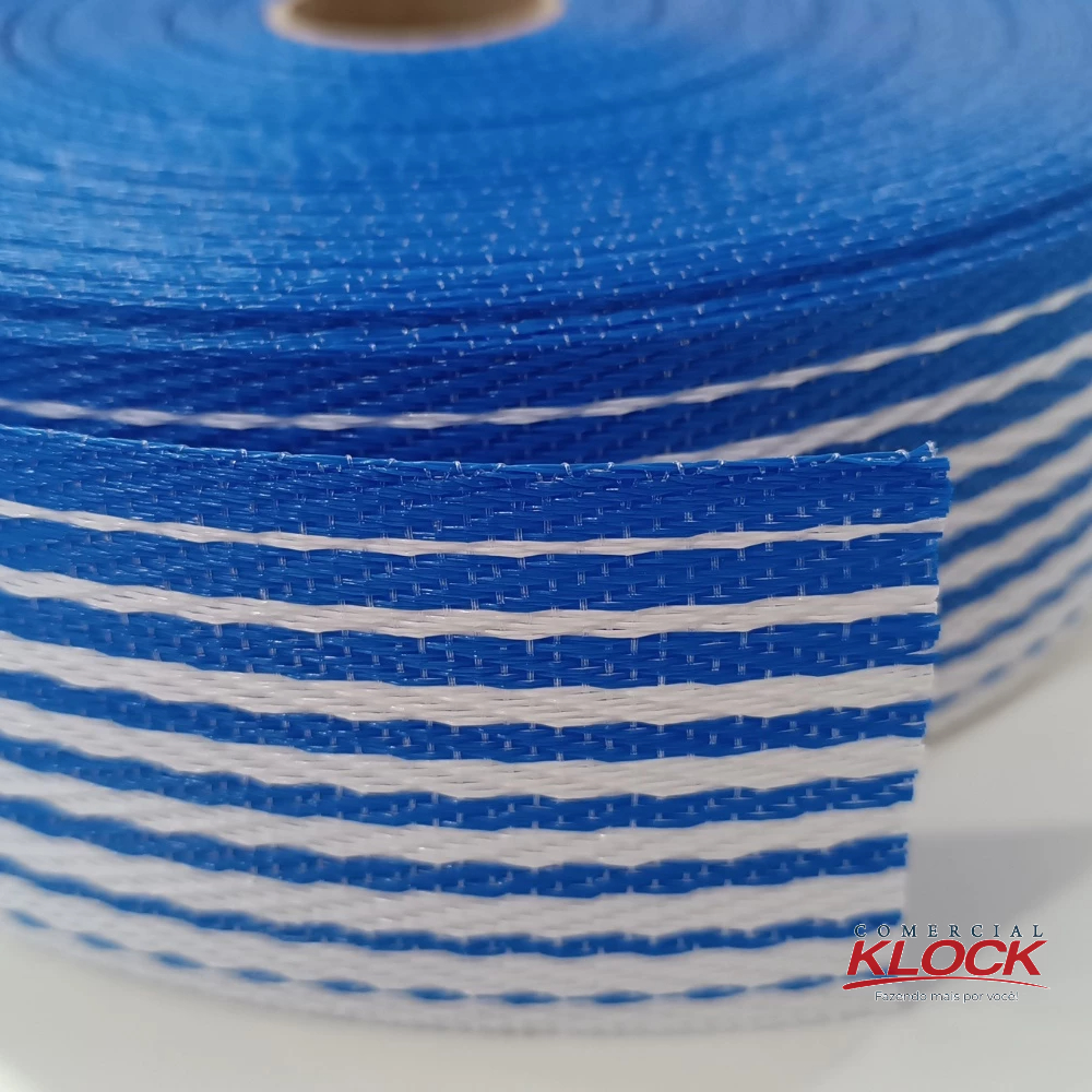 10m Fita Percinta Nylon para Cadeira de Praia 6cm Largura Azul/Branco em Oferta na Shopee