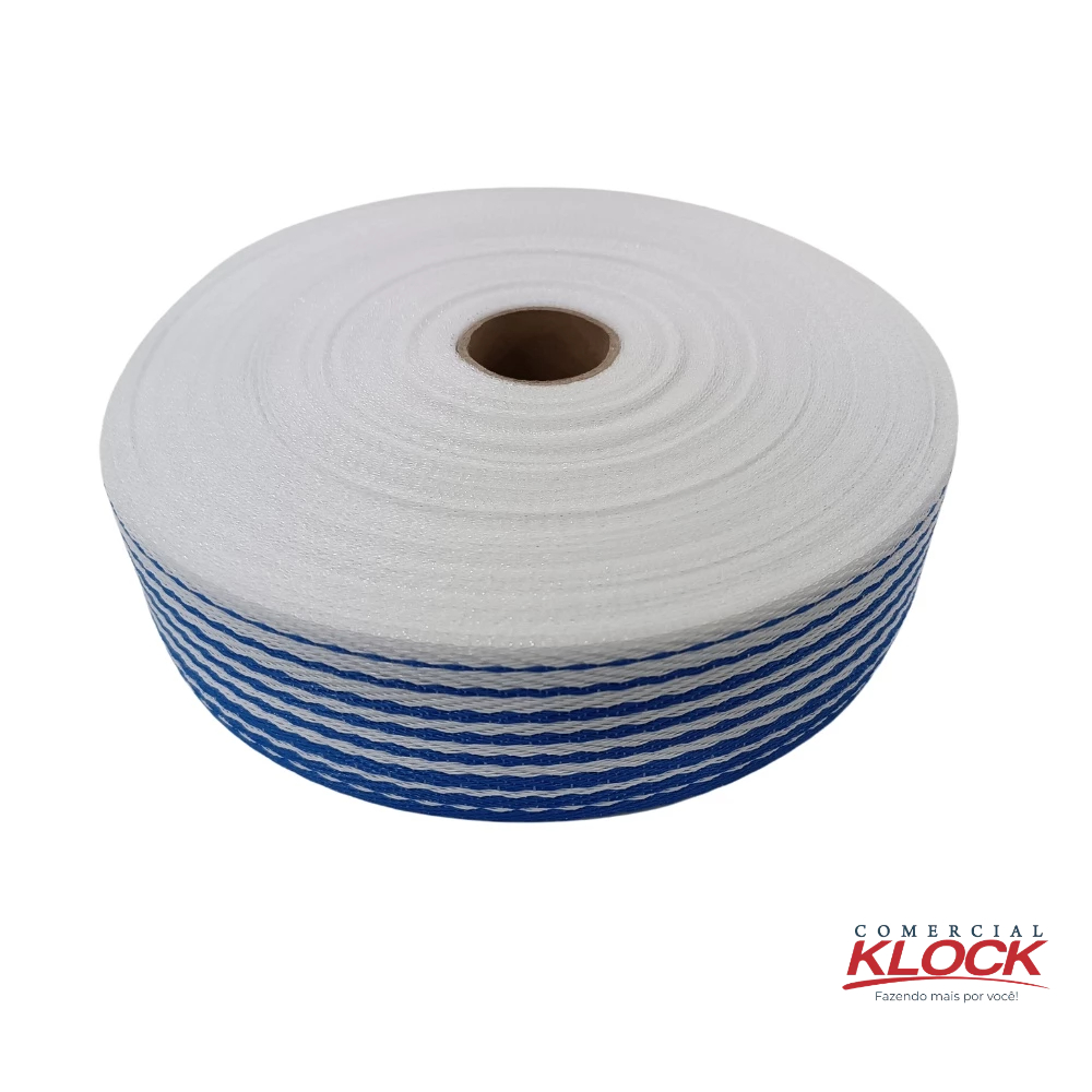 10m Fita Percinta Nylon para Cadeira de Praia 6cm Largura Azul/Branco