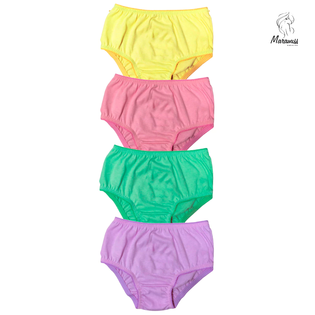 Kit 5 Calcinhas Infantil Menina Juvenil S/Estampa Cores Sortidas do 12, 14 - 16 Anos Calcinha de Algodão Forro 100 % Algodão