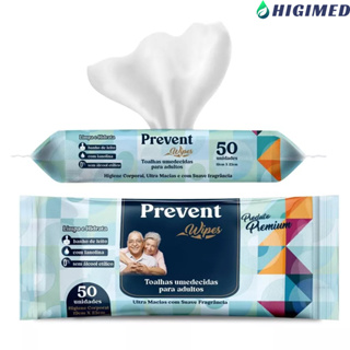 Toalha umedecida uso Adulto c/50 unid - Prevent em Oferta na Shopee