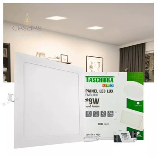 Plafon Painel Luminária Led Embutir / Quadrado - Redondo / 18w - 24w / 6500K BRANCO FRIO - TASCHIBRA