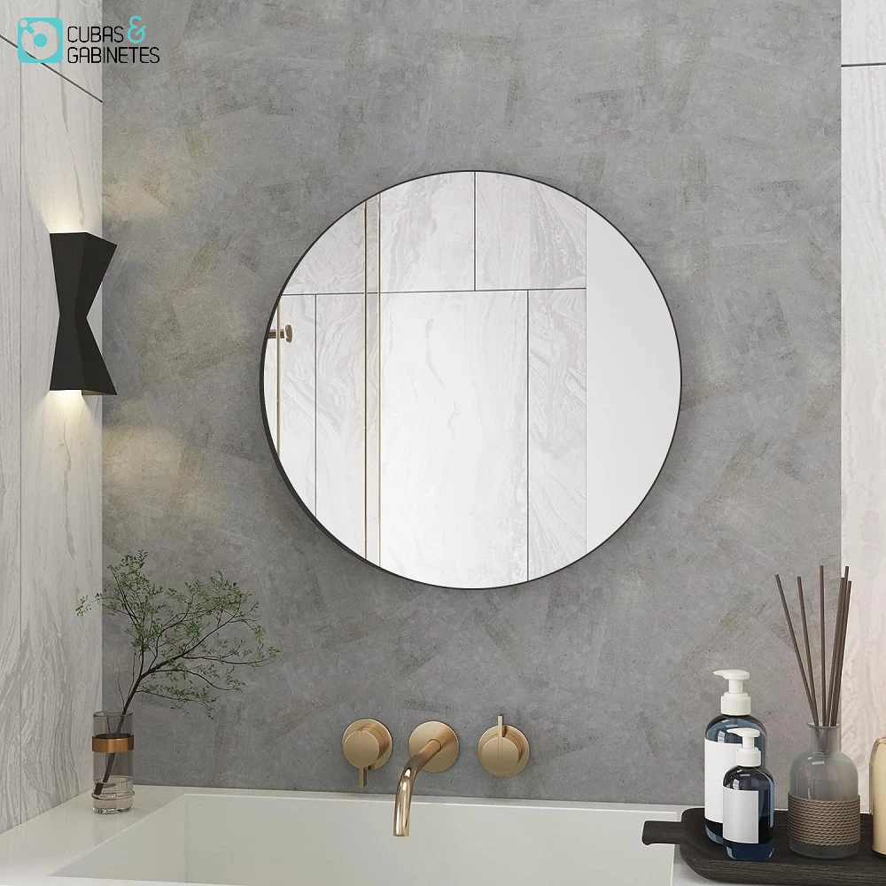 Espelho Redondo 60cm Para Banheiro Quarto Sala Decorativo Parede Vidro Lapidado