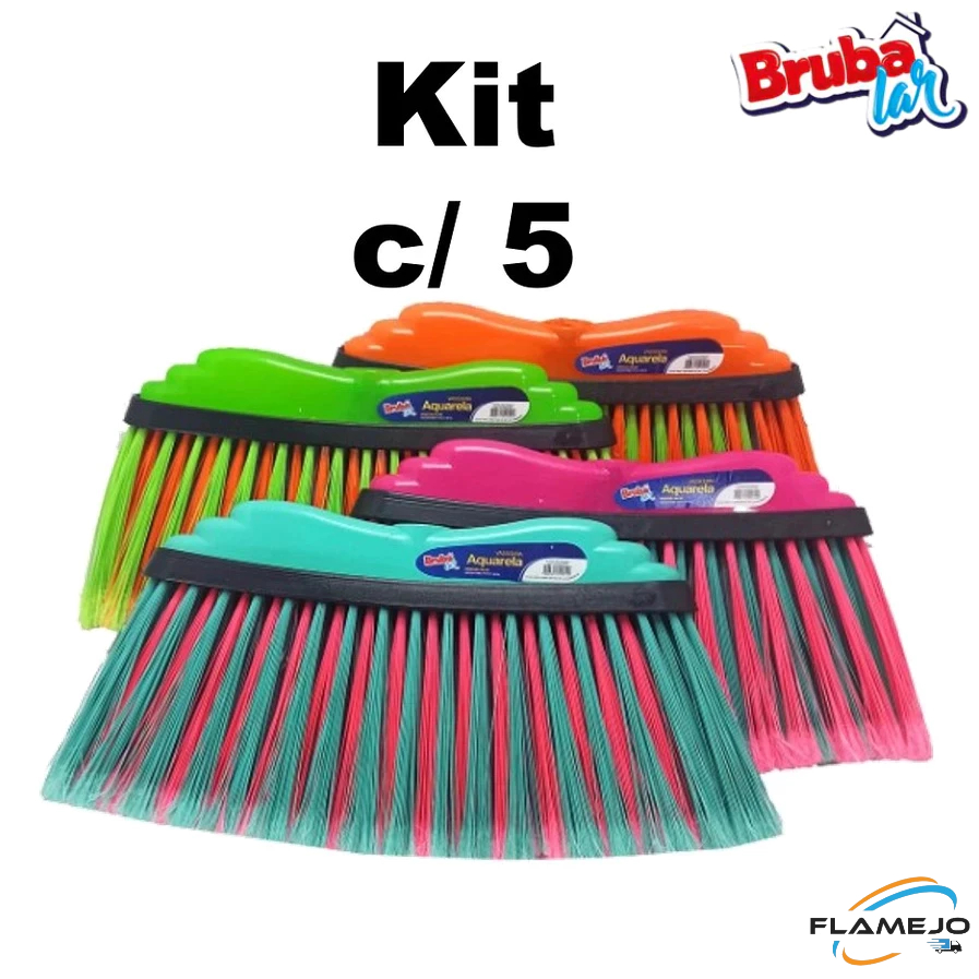 Vassoura grande 37 cm kit c/ 5 Unidades não acompanha cabo Brubalar