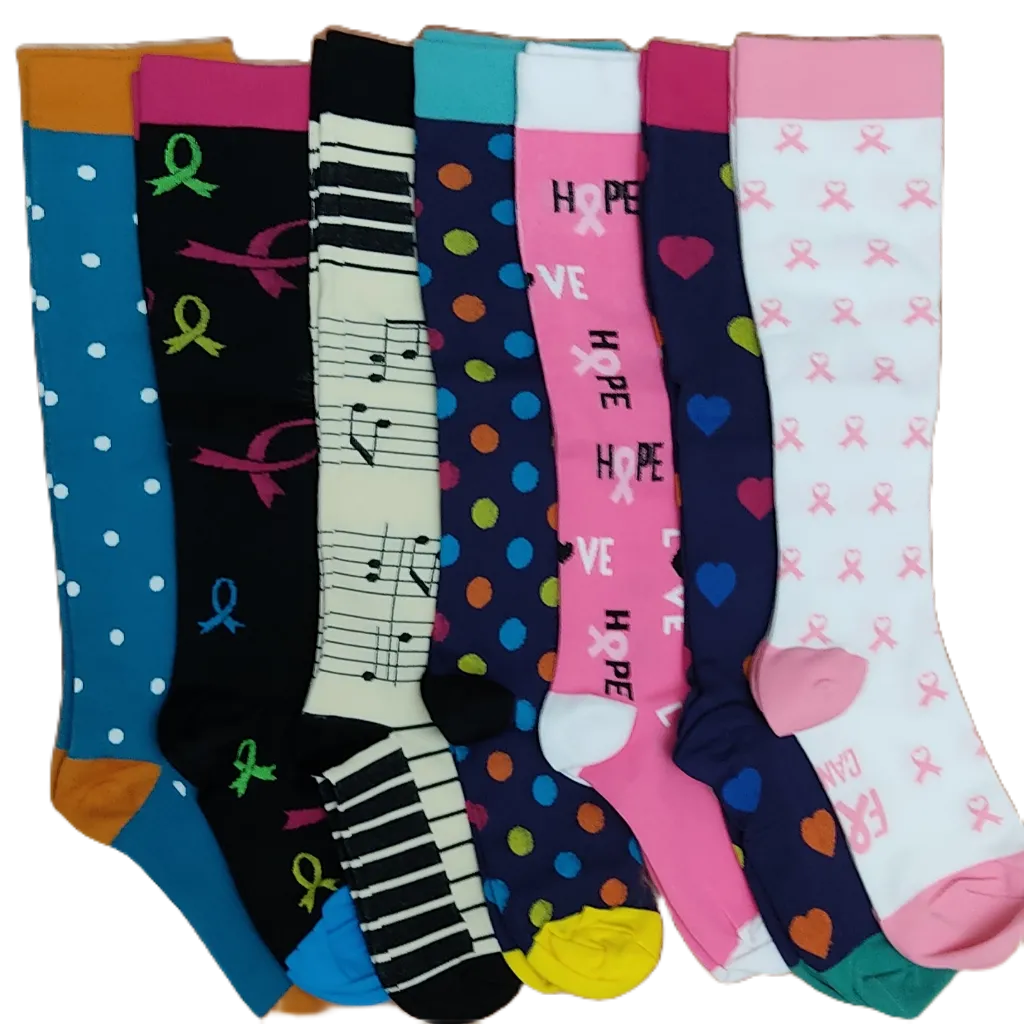 Meia de Compressão Colorida Cano Longo 3/4 Feminina Esportiva