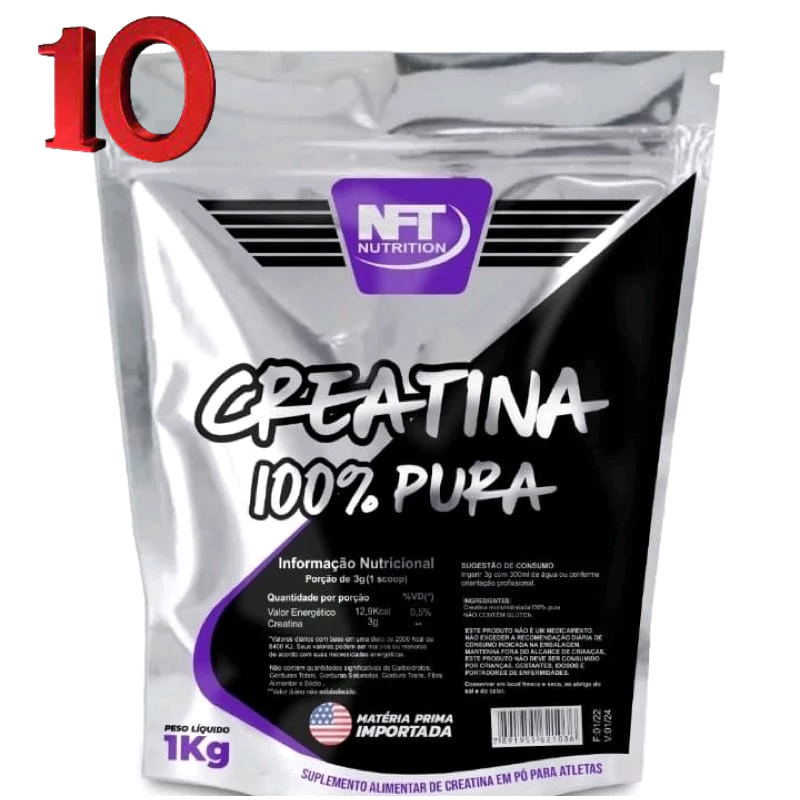 KIT COM 10 Creatina 100% Pura 1kg monohidratada