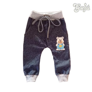Calça Jeans Bebê e Infantil Menino Menina com Bolsos e Punho Ursinho