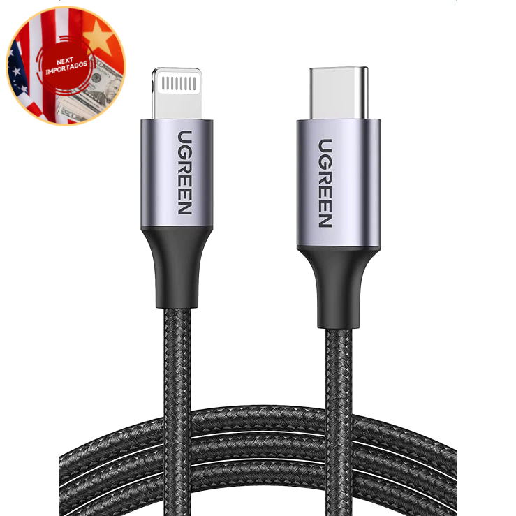 Cabo Com Mfi Ugreen Tipo-c Para Lightning (1m) para Apple iPhone 15 Pro Max, 14 Pro Max- NEXT IMPORTADOS
