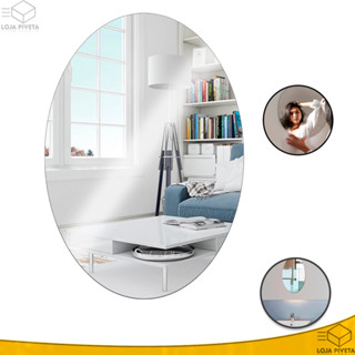 Espelho Adesivo 30x20cm Oval Placa Acrilico Bom Reflexo Decorativo Sala Banheiro Frete Grátis em Oferta na Shopee