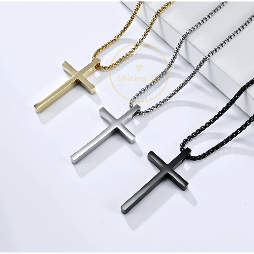 Colar Com Cruz Aço Inoxidavel Colar Masculino Corrente Pingente De Cruz em Oferta na Shopee