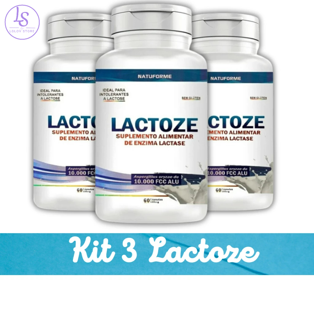 Kit 3 Enzima lactase para intolerância a lactose 180 capsulas total 500mg