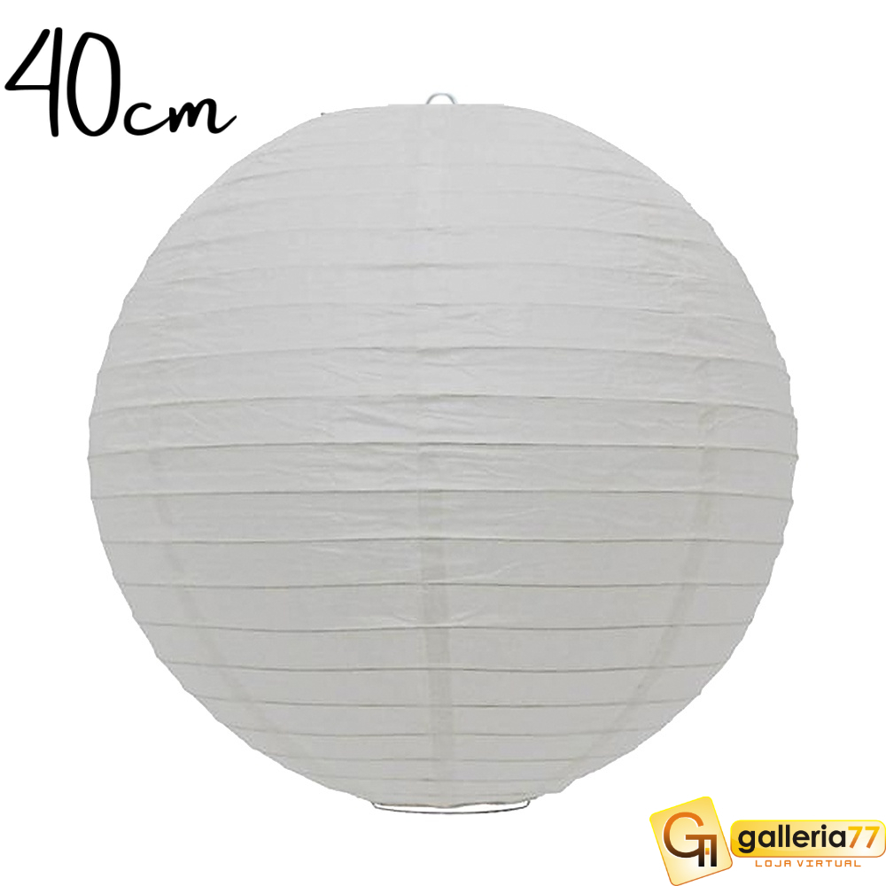 Luminária Oriental Japonesa Lanterna Balão Tyotin Decoração Papel 40 cm Branca