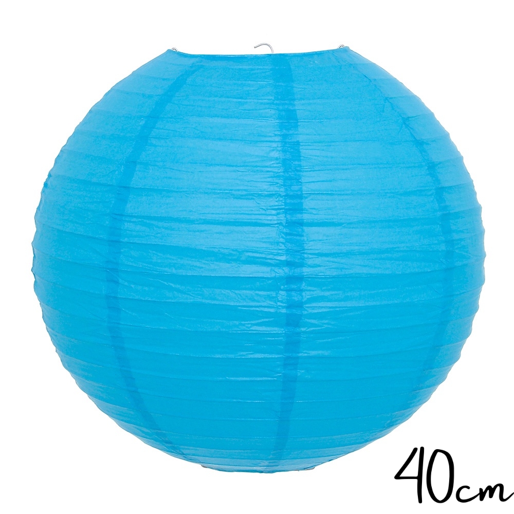 Luminária Oriental Japonesa Lanterna Balão Tyotin Decoração Papel 40 cm Azul Turquesa