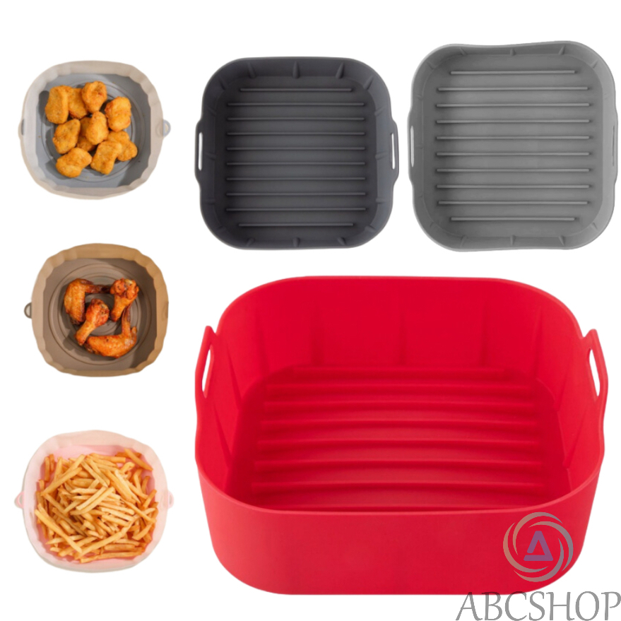 Forma De Silicone Air Fryer Antiaderente Cesto Silicone Fritadeira Elétrica Quadrado - Abcshop