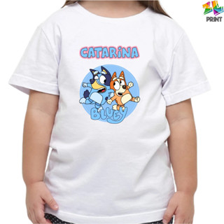 Camiseta Infantil BLUEY E BINGO The Dog Personalizada com NOME - est.1 ZLprint