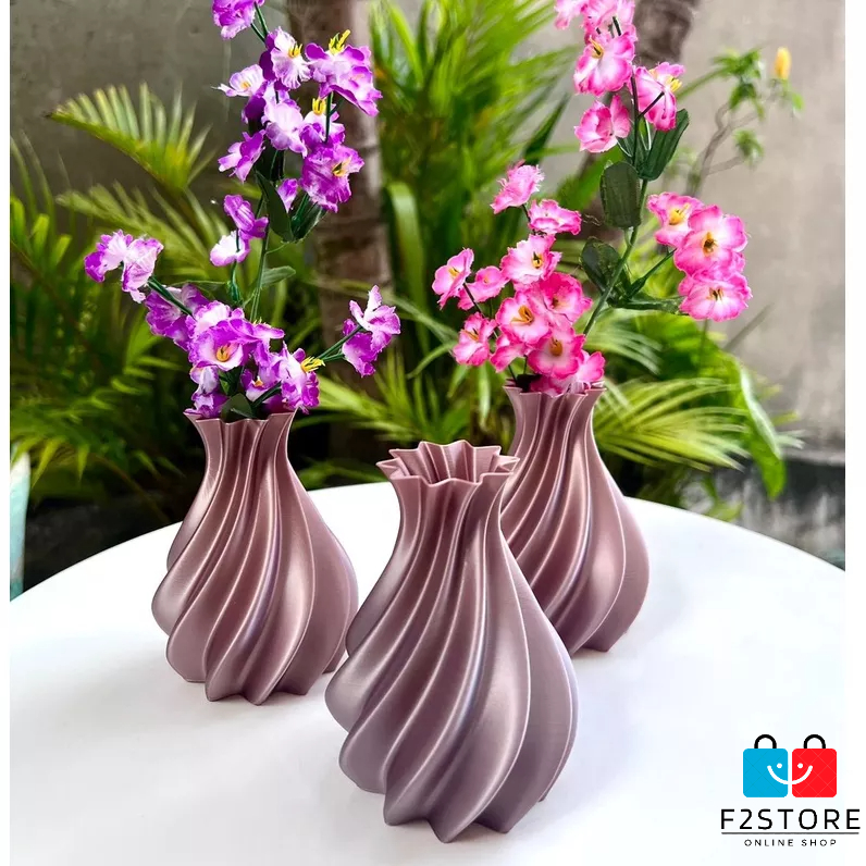 Kit 3 Vasos Twister Decorativo 3D Decoração Mesa Rack Sala Trabalho ambientes