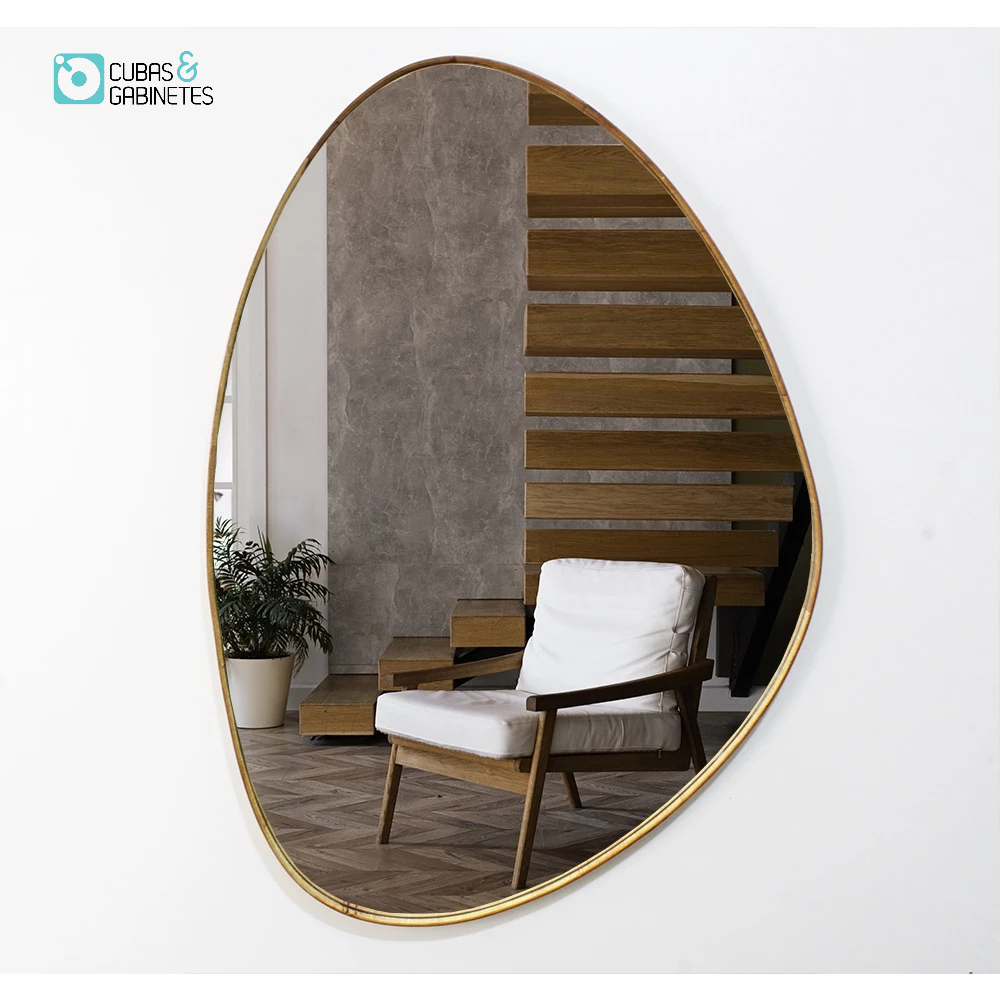 Espelho Decorativo Organico 60X40 Com Borda Moldura Em Lamina De Madeira