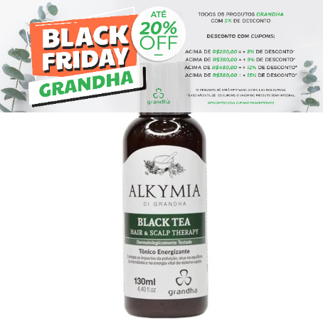 Tônico Capilar para Fortalecimento dos Fios Black Tea Hair Scalp Therapy 130ml Controla Queda Combate ao Envelhecimento Capilar óleo essencial de tomilho e Polluout