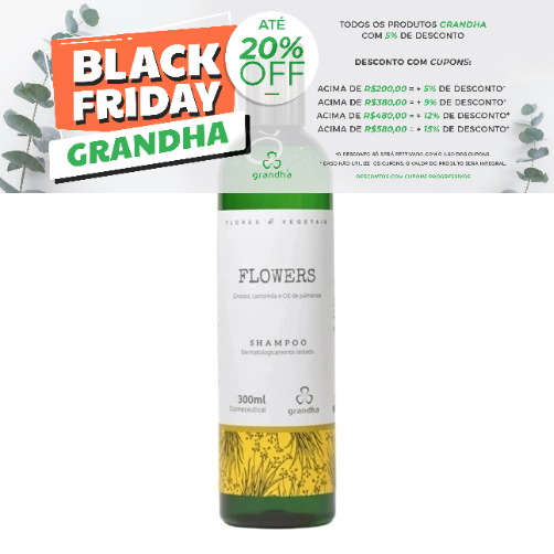 Shampoo Flowers 300ml para Couro Cabeludo Sensível Cabelos Finos Delicados Óleo Essencial Palmarosa em Oferta na Shopee
