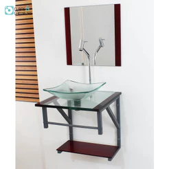 Gabinete de Vidro Para Banheiro 40cm Com Cuba Quadrada