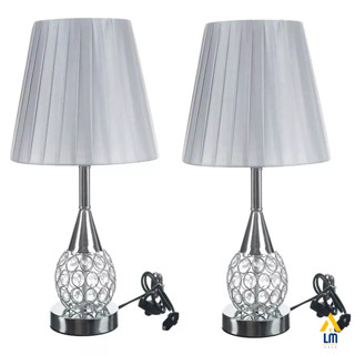 Kit 2 Abajur Luminaria Decorativo Quarto Sala Criado Mudo Cristal Com Led 42cm
