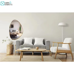 Espelho Decorativo Organico 90X65 Com Borda Moldura Em Lamina De Madeira Grande