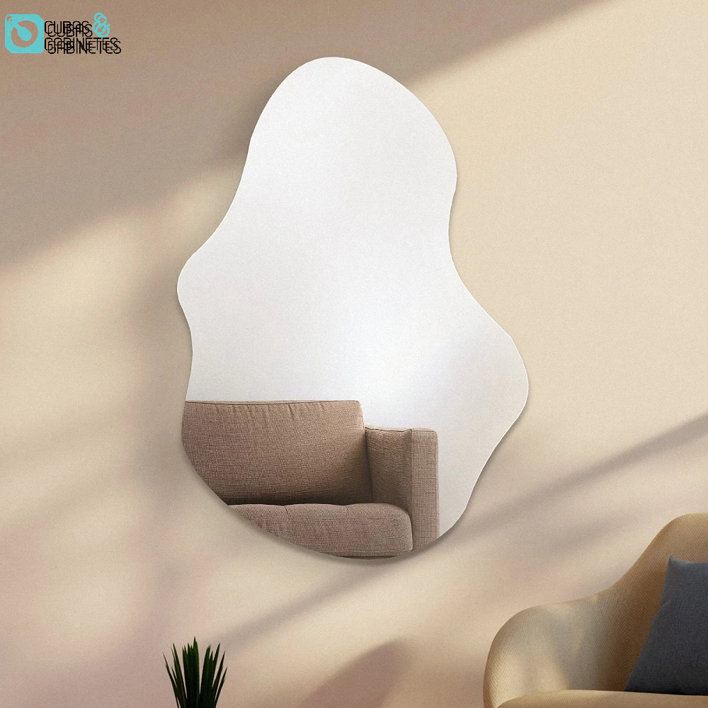 Espelho Orgânico Luxo Decorativo De Parede Quarto Sala Banheiro 80 x 50 Grande