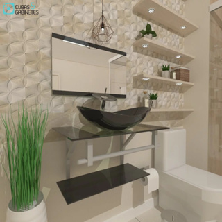 Gabinete De Vidro Banheiro 70cm e 80cm Com Cuba Oval em Oferta na Shopee