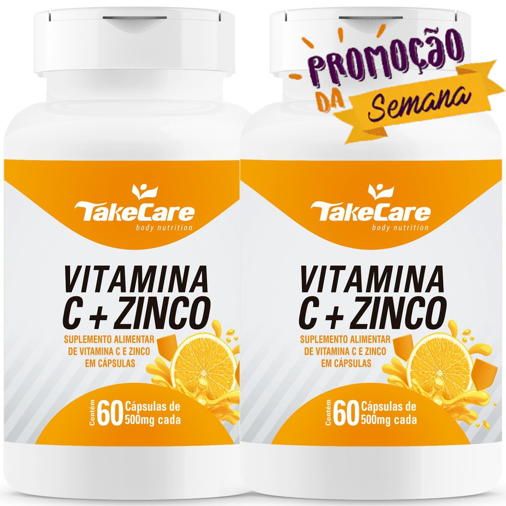 KIT 2 VITAMINA C + ZINCO FÓRMULA CONCENTRADA PARA IMUNIDADE TOTAL 120 CÁPSULAS - TAKE CARE