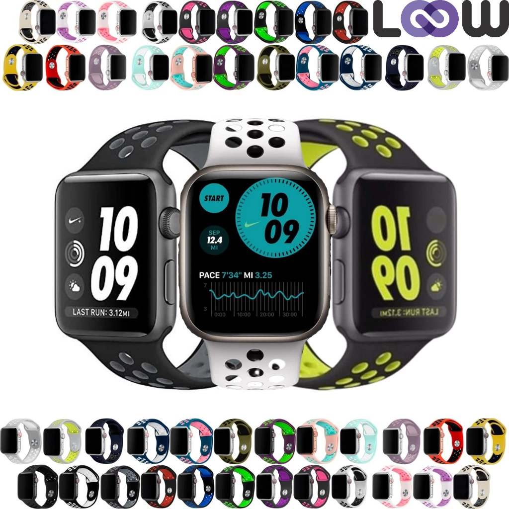 Pulseira Para Apple Watch 38/40/41/42/44/45/46/49mm Reposição Silicone Com Furos Furada Esportiva Qualidade Premium