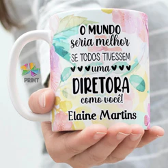 Caneca Porcelana para DIRETORA personalizada com nome - est. 17 - Profissões Chefe Cargos ZLPRINT