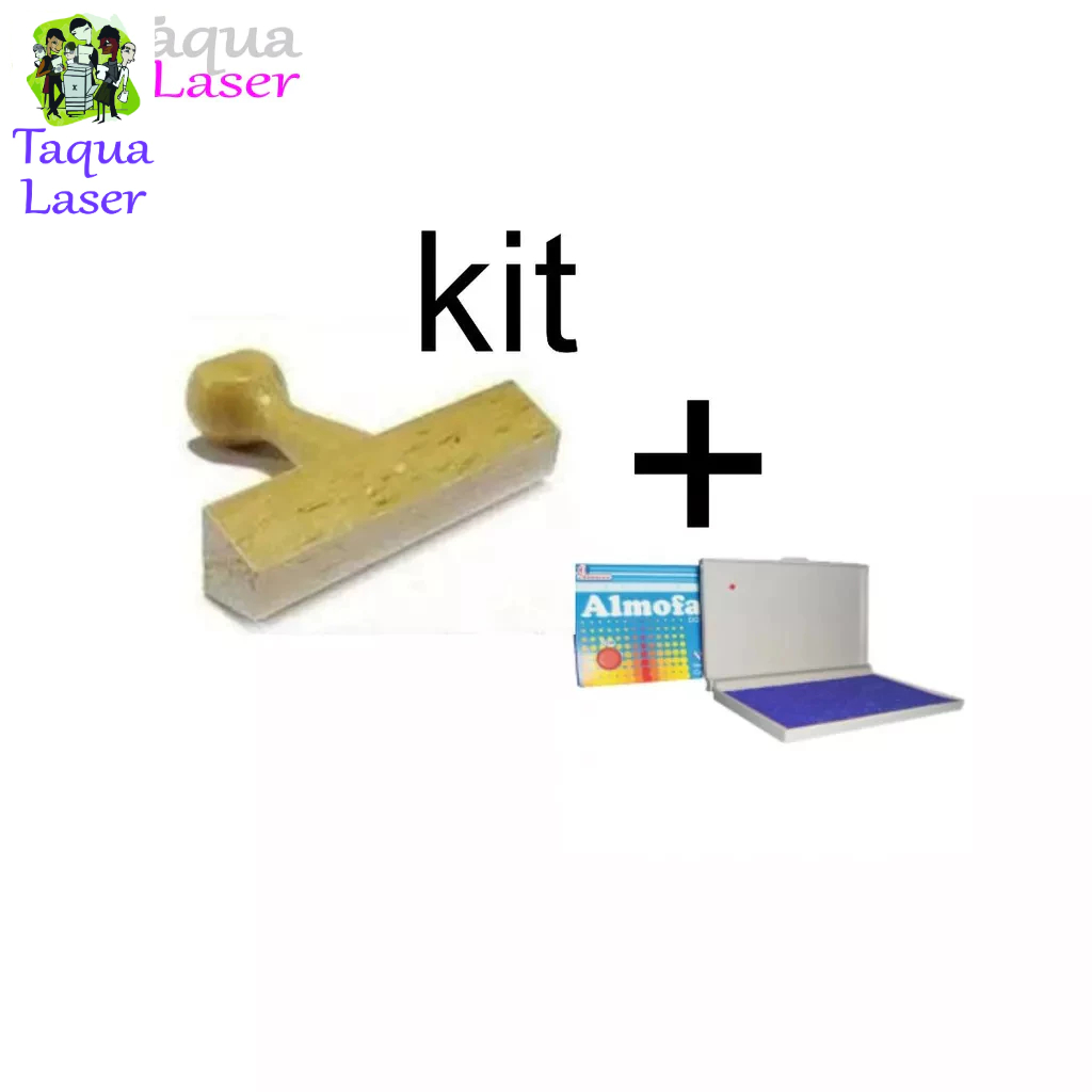 Kit Carimbo Madeira 4x1 Cm + Almofada Entintada
