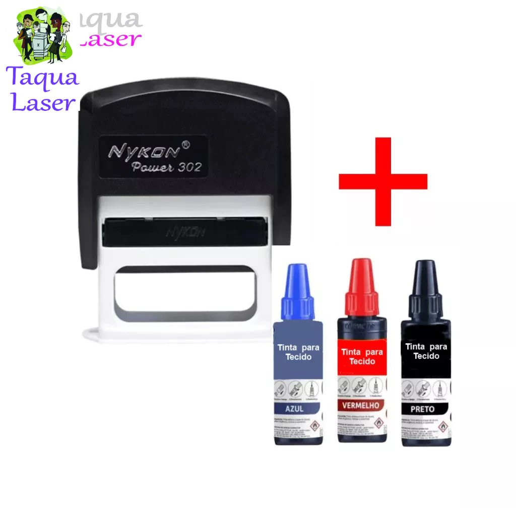 Kit Carimbo Automatico para Tecido Sacola Kraft Tinta inclusa 30ml A PROVA D´ÁGUA Uniforme Escolar