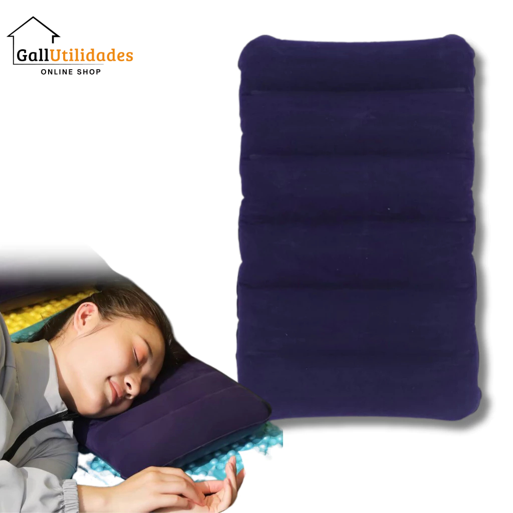 Travesseiro Inflável Almofada Fácil Encher Para Viagem Acampamento Confortável