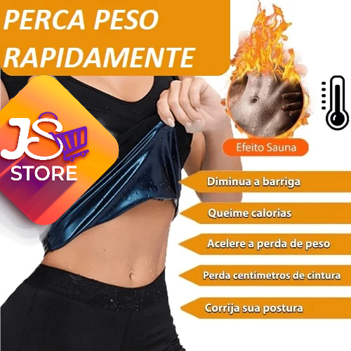 JS Cinta Regata Feminina Efeito Sauna Suor Blusa Queima Gorduras Barriga Camiseta Fitness Academia Térmica