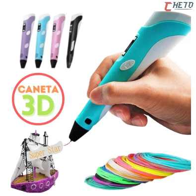 Caneta 3D Impressora Manual Infantil e Adulto Com Filamentos DIY Filamento Plastico Seguro...