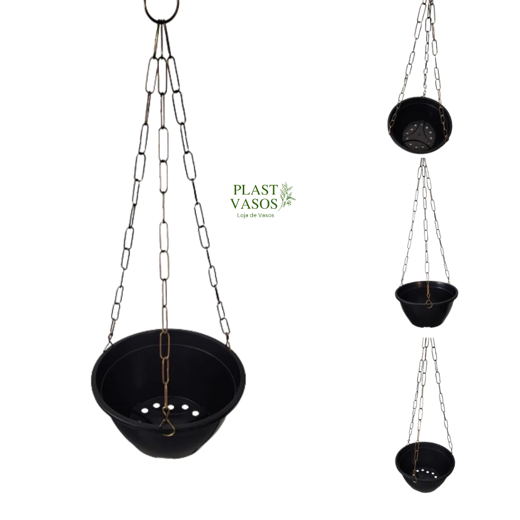 Kit 6 Vasos Cuia 21 na cor preta e com Corrente 44CM na cor dourada