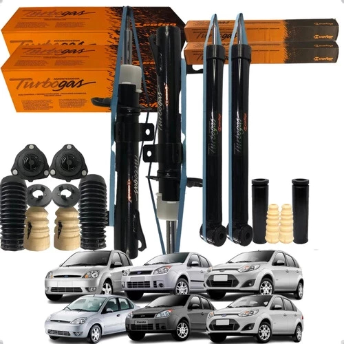 4 Amortecedor + Kit Batente Original Para Ford Fiesta Sedan
