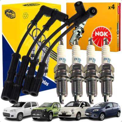 Kit Jogo Cabo Marelli e Vela Ngk de Ignição Original Fiat Uno Palio 500 1.4 8v Fire Evo Flex MPI em Oferta na Shopee