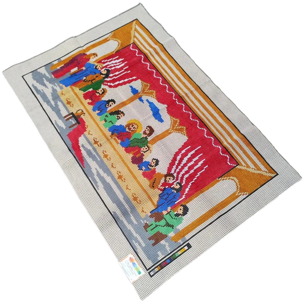 Tela para Bordar Pintada à Mão em Talagarça Tema Santa Ceia (R. 1034) Tapeçaria SHOPdasTELAS