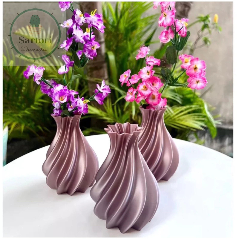 Kit 3 Vasos Decorativo para Plantas Artificiais Decoração Mesa Rack Sala  Nicho
